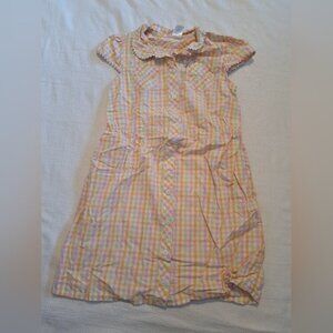 Sunflower Fields girls size 9 plaid dress,  rick rack trim, VGUC